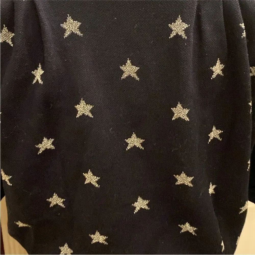 Mila Schon Navy Star Pattern Button Down  knit polo Shirt, S - Picture 8 of 12